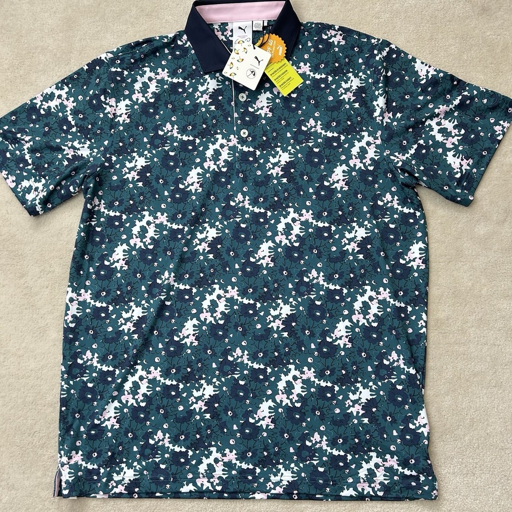 Puma Arnold Palmer Polo Shirt Men's XL Stretch Performance Golf Umbrellas UPF40